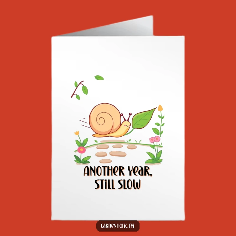 Free Printable Birthday Card: Funny Snail Race, Slow Leaf, Downloadable Humorous Gift
