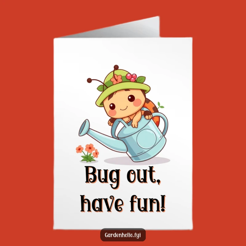 Free Printable Birthday Card: Clumsy Ladybug Garden Fun, Downloadable Gift