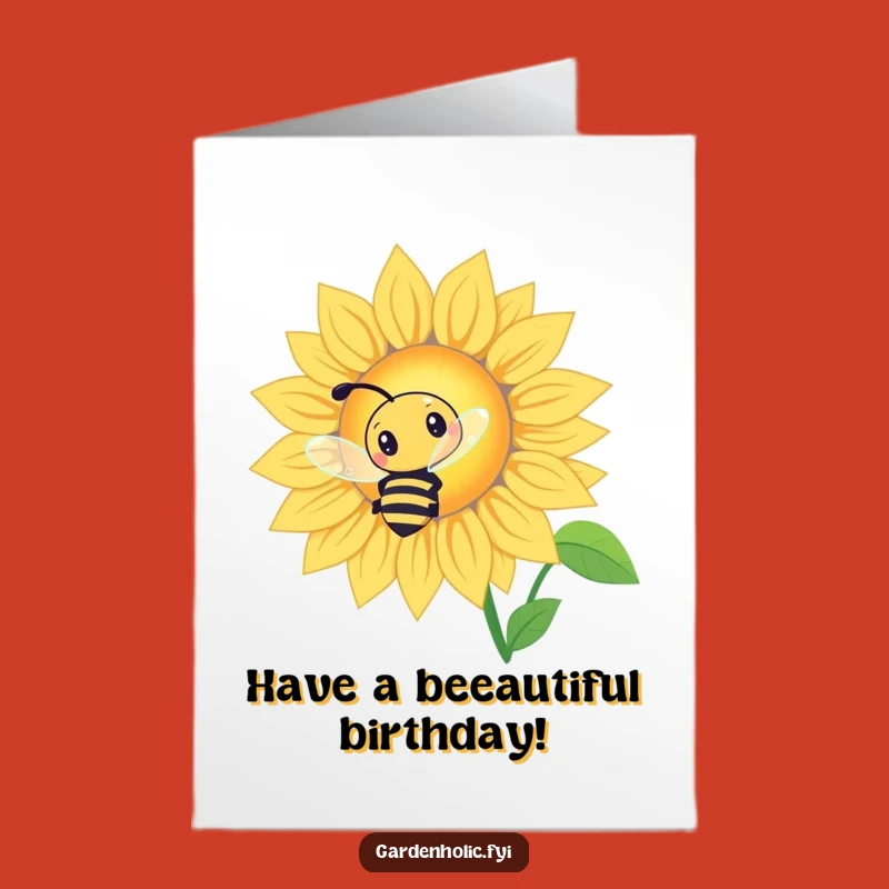 Free Printable Birthday Card: Buzzing Bee & Sunflower, Funny DIY Gift