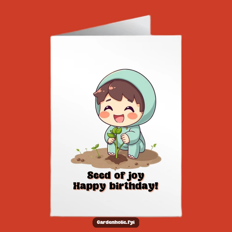 Free Printable Birthday Card: Planting Seed Character, Happy DIY Downloadable Gift