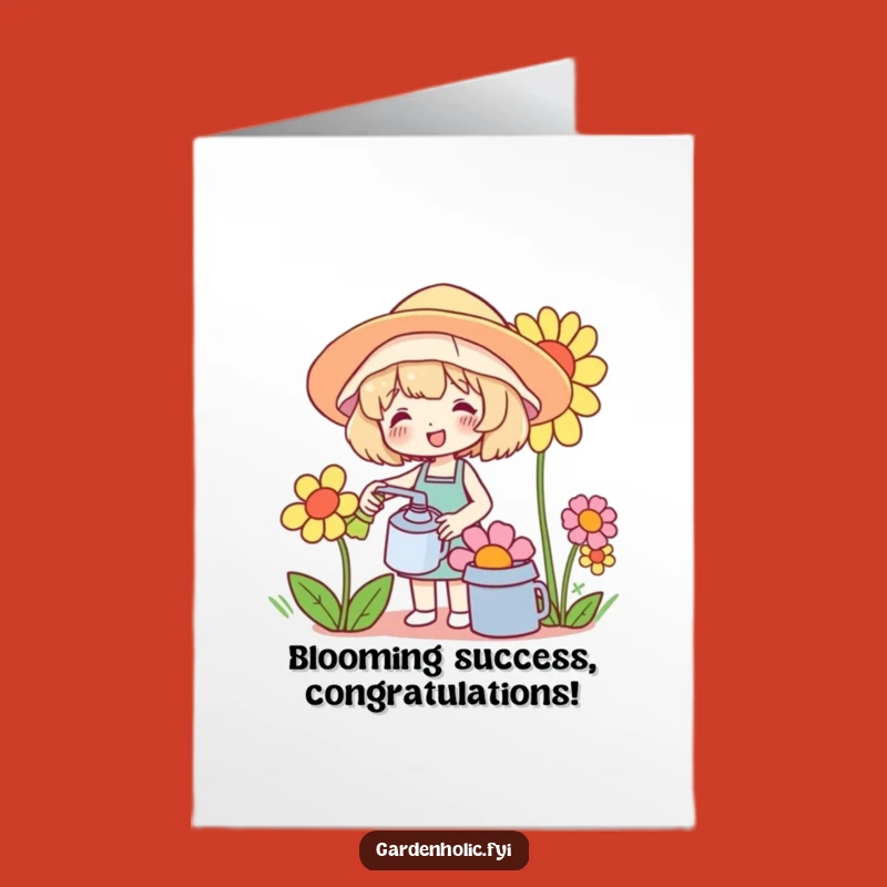 Free Printable Blooming Card: Success Grows Here Downloadable Gift Greeting Card