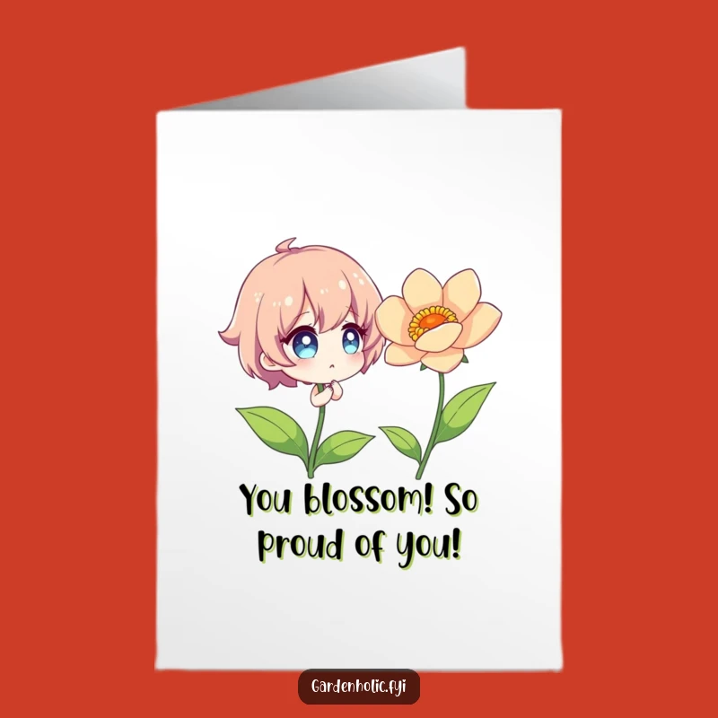 Free Printable Congrats Card: Blooming Success Character, Funny Downloadable Celebration