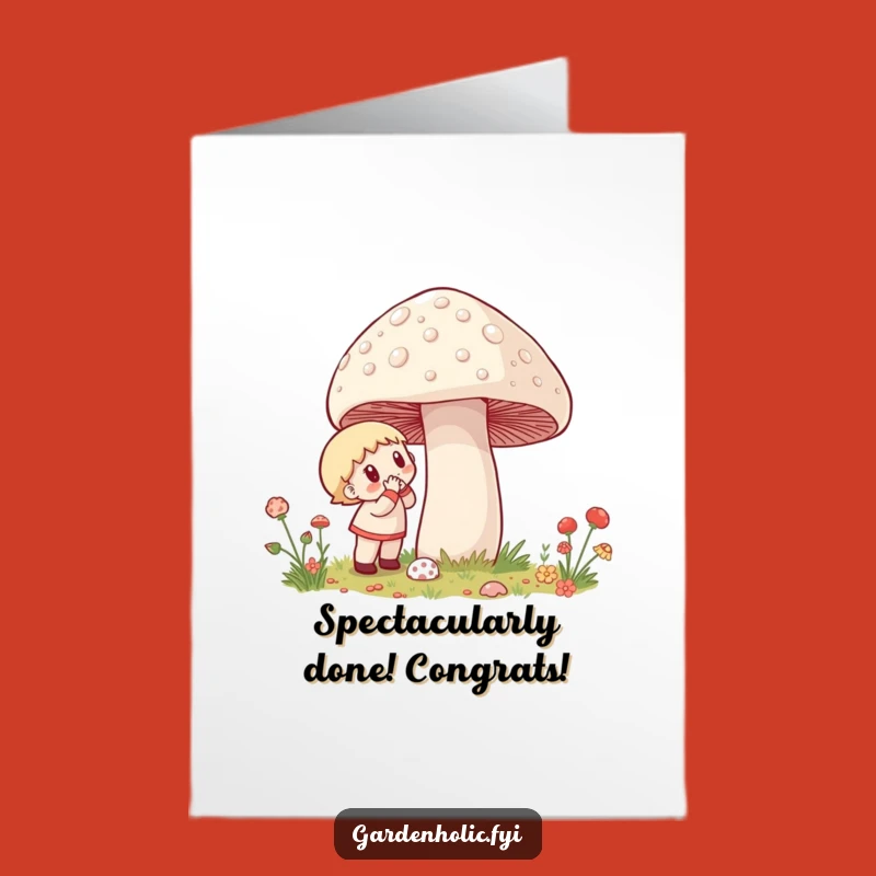 Free Printable Congrats Card: Giant Mushroom Wonder for Celebrating Discoveries - Print at Home!