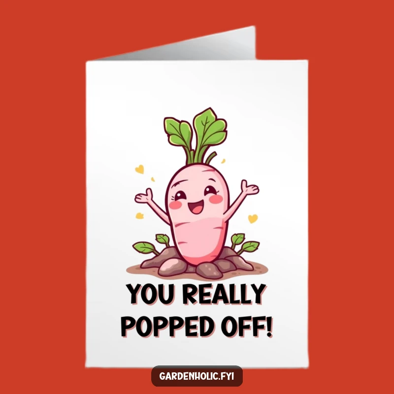 Free Printable Congrats Card: Radish Bursting with Joy, Downloadable Celebration Gift