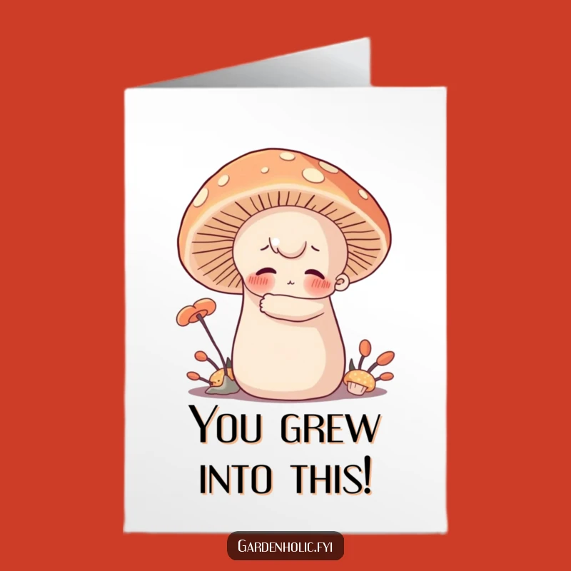Free Printable Congrats Card: Mushroom Hug Character, Hearty Downloadable Greeting for Warm Wishes