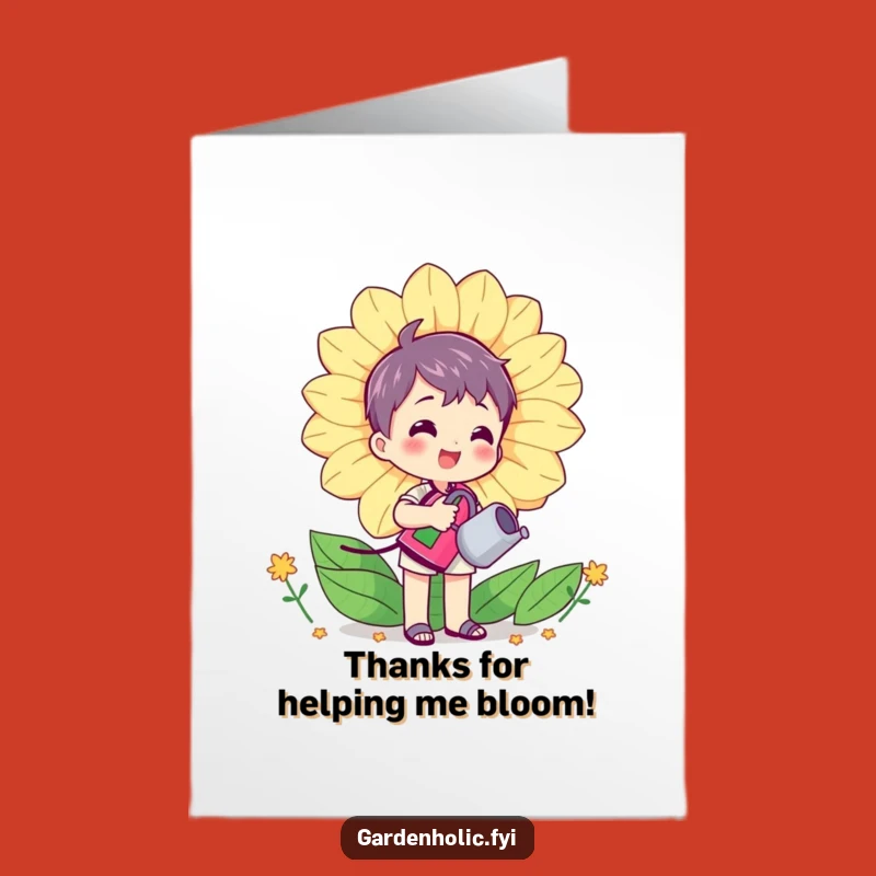 Free Printable Thank You Card: Funny Flower Watering Downloadable for Blooming Thanks