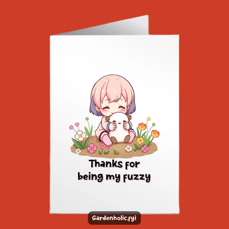 Free Printable Thank You Card: Funny Garden Cuddle Expressing Gratitude - Print at Home!