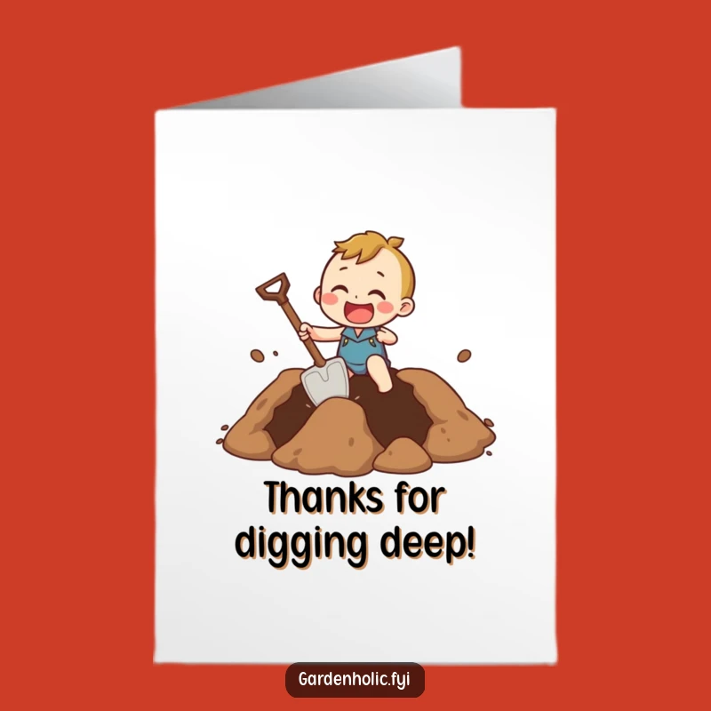 Free Printable Thank You Card: Hole Digger, Funny Downloadable Gift for Big Favors