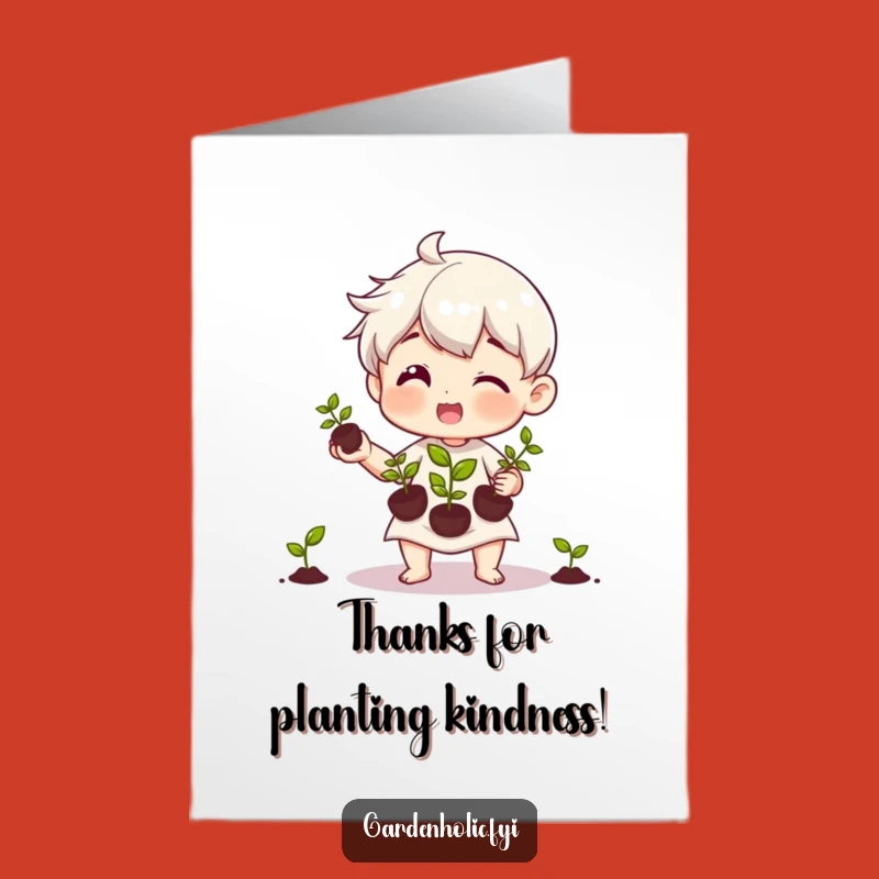 Funny Free Printable Thank You: Gardener Juggling Seedlings Card Downloadable
