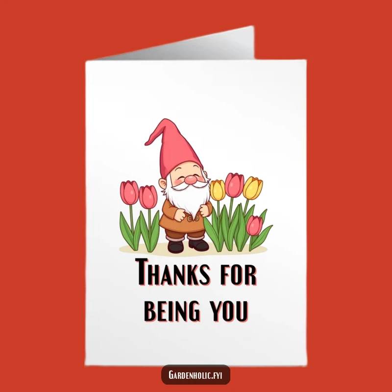Free Printable Gnome Thank You Card: Funny Downloadable Gift for Gardeners