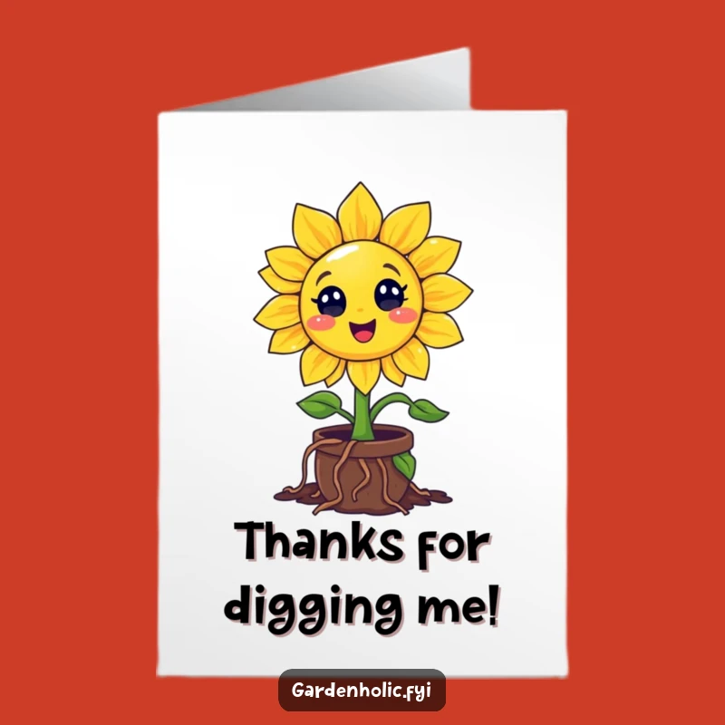 Free Printable Thank You Card: Funny Sunflower, Rootsy Gratitude, Downloadable Gift