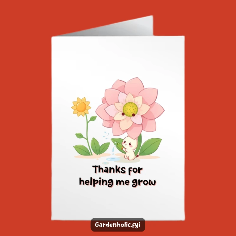 Free Printable Thank You Card: Happy Creature, Blooming Flower, Funny Downloadable Gift