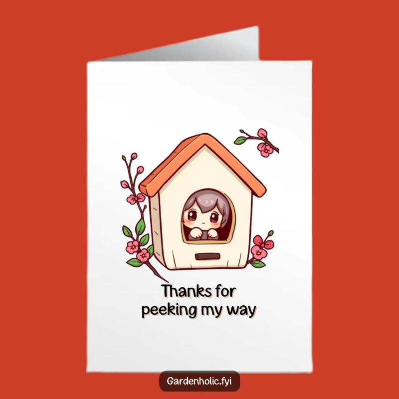 Free Printable Thank You Card: Curious Character's Peek, Humorous Downloadable Greeting for Appreciation