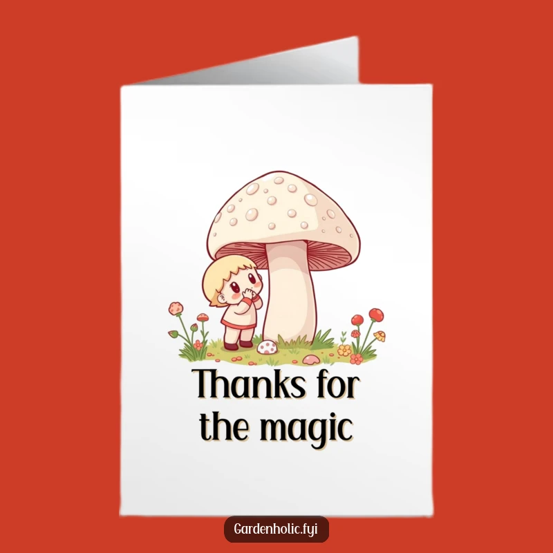 Free Printable Thank You Card: Giant Mushroom Excitement for Gratitude - Print at Home!