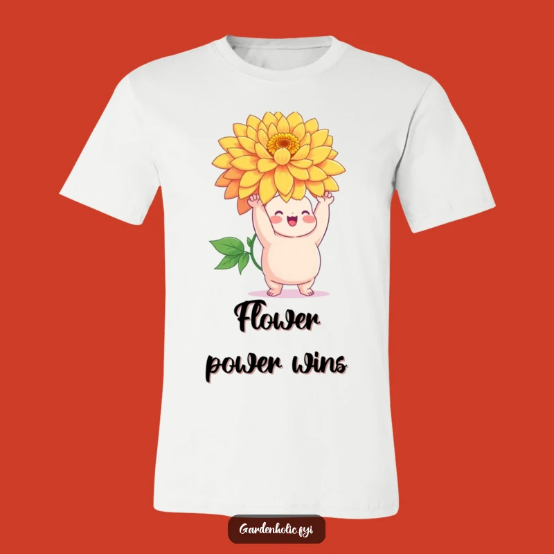 Funny Flower Power T-Shirt: Chubby Character with Giant Bloom, Hilarious Gift