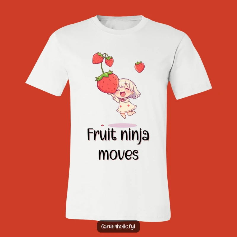 Funny Strawberry Catch T-Shirt - Joyful Character, Giant Fruit, Hilarious Gift Idea!