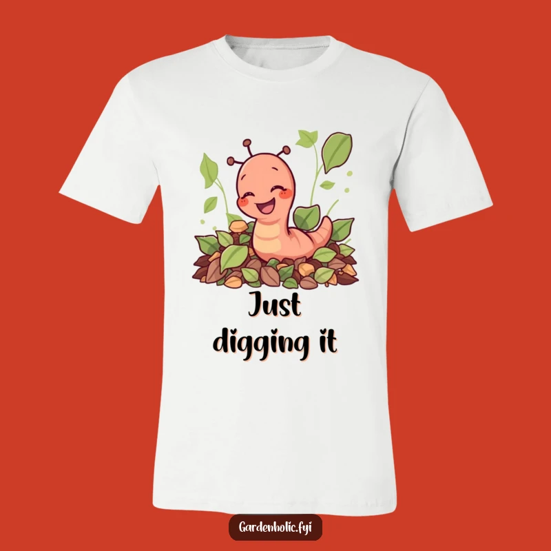 Funny Earthworm Digging Leaves T-Shirt: Playful Garden Humor, Perfect Gift