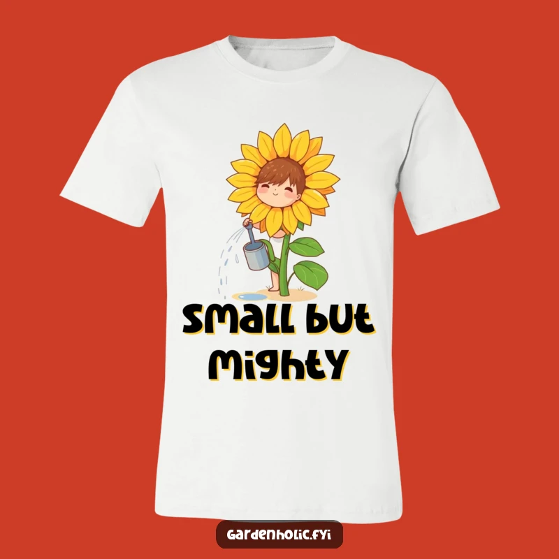 Funny Gardener T-Shirt: Cheerful Character and Sunflower, Cute Plant Gift