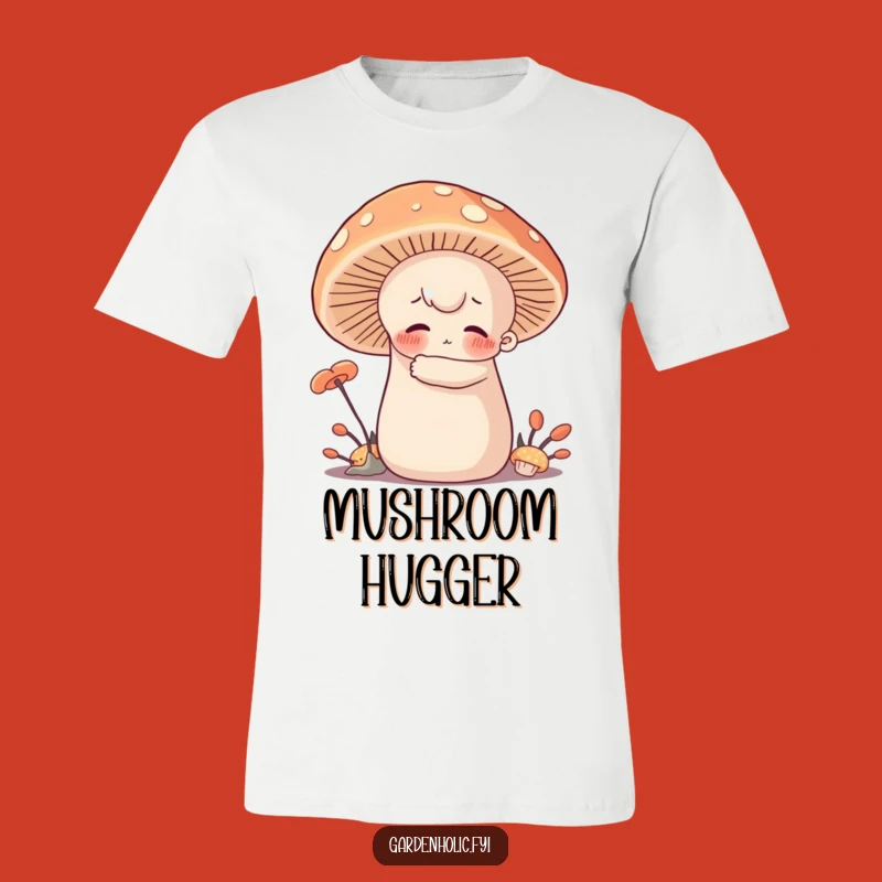Funny Mushroom Hugger T-Shirt - Gentle Character Cuddle, Sweet Funny Gift for Forest Dwellers