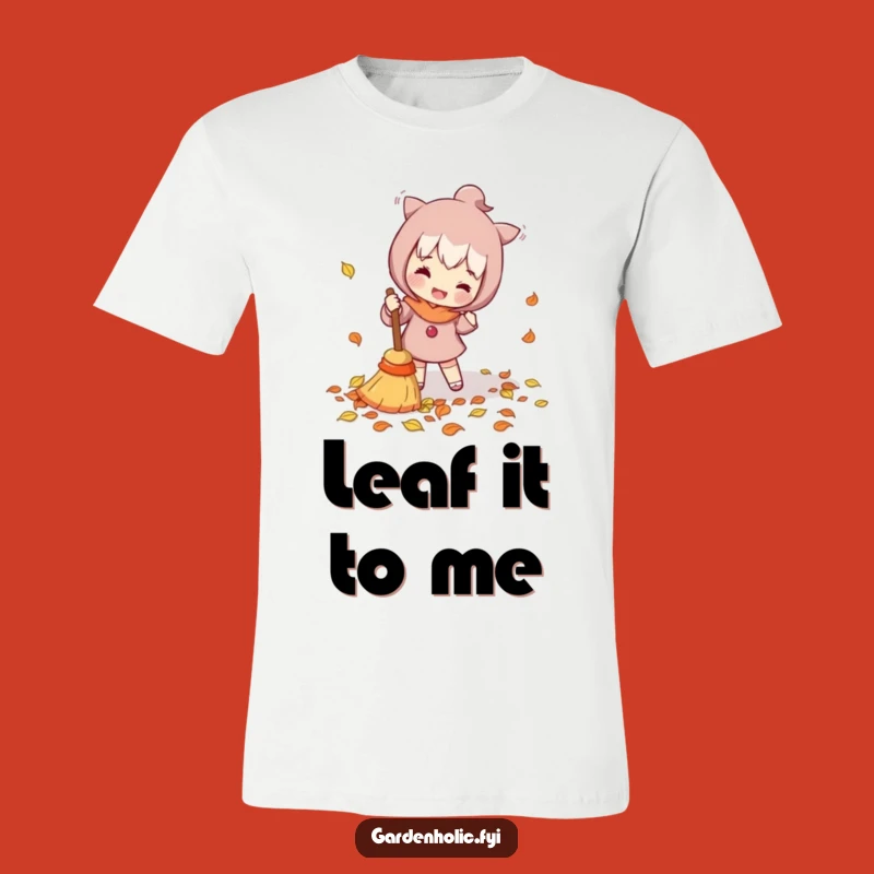 Funny Leaf Sweeper T-Shirt - Busy Character Cleaning, Quirky Funny Gift for Autumn Fans