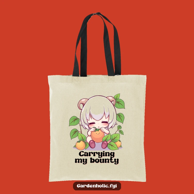 Funny Gardener Tote Bag: Focused Character's Tiny Fruit Carry-All
