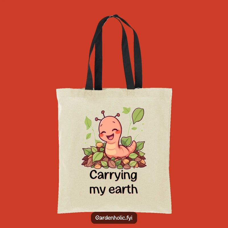 Funny Earthworm Digging Leaves Tote Bag: Garden Helper Carry-All, Perfect Gift