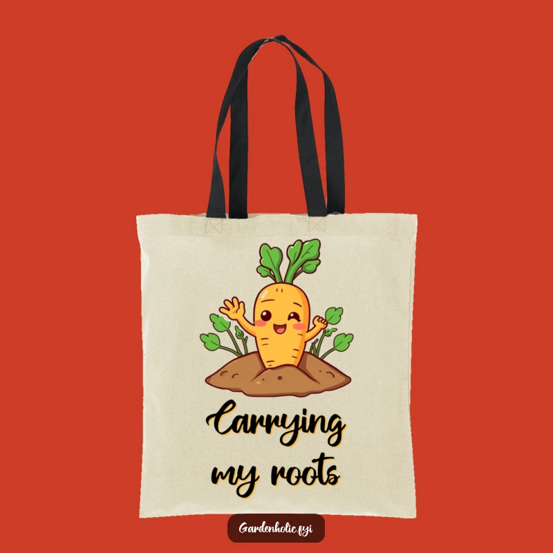 Funny Carrot Tote Bag: Joyful Wave from Soil, Stylish Funny Gift for Veggie Haul