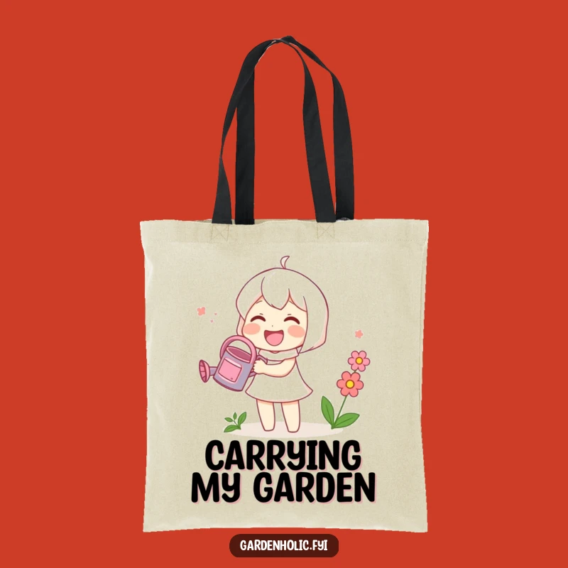 Funny Cute Garden Tote Bag: Character Watering Bloom, Stylish & Hilarious Gift for Plant Moms