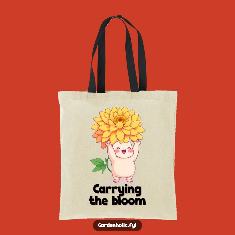 Funny Garden Tote Bag: Chubby Character with Giant Flower, Hilarious & Practical Gift