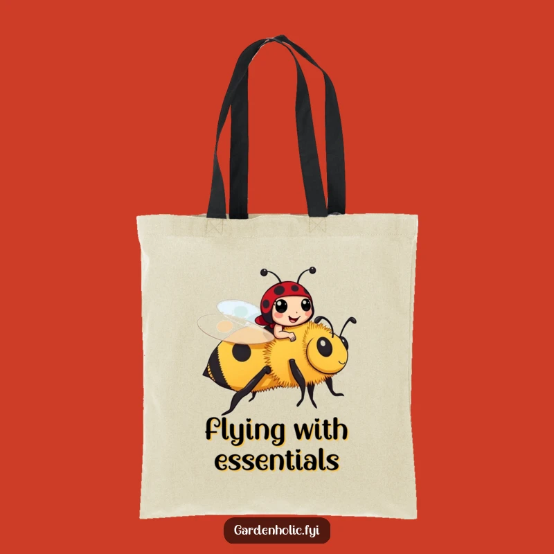 Funny Ladybug Riding Bee Tote Bag: Cute Insect Carry-All, Perfect Gift